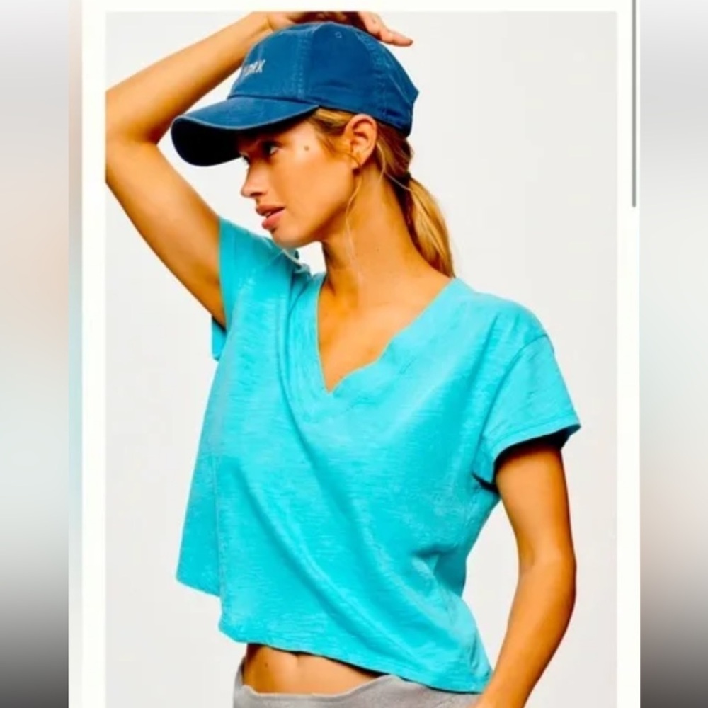 Pilcro Boxy Plunge Vneck Tee XXS‎ lounge outdoors workout